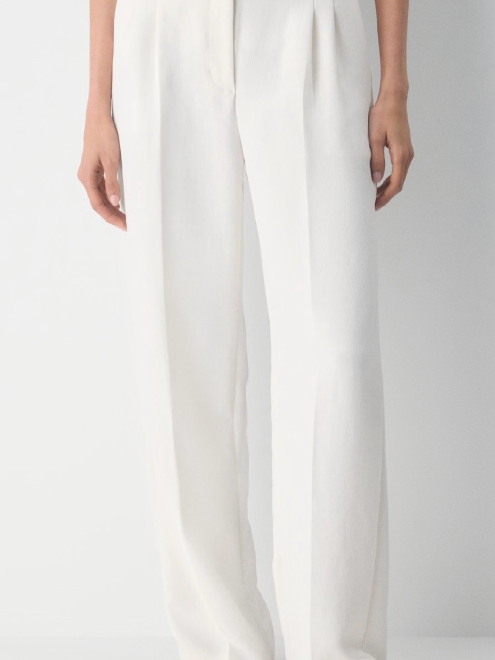 Aritzia Wilfred effortless pants - light birch- High-Waist Wide-Leg Trousers